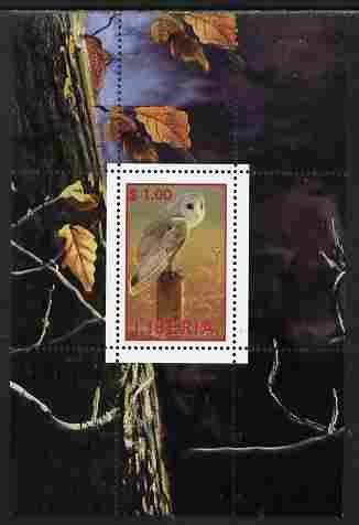 Liberia 2000 Owls #6 perf s/sheet unmounted mint, stamps on , stamps on  stamps on birds, stamps on  stamps on owls, stamps on  stamps on birds of prey