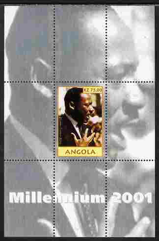 Angola 2001 Millennium series - Martin Luther King perf s/sheet unmounted mint. Note this item is privately produced and is offered purely on its thematic appeal, stamps on , stamps on  stamps on personalities, stamps on  stamps on human rights, stamps on  stamps on peace, stamps on  stamps on nobel, stamps on  stamps on racism