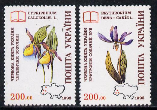 Ukraine 1994 Red Book (Orchids) set of 2, SG 84-85, Mi 113-14 unmounted mint*, stamps on , stamps on  stamps on flowers  literature   maps       books