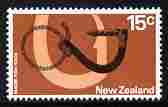 New Zealand 1973-76 Maori Fish Hook 15c (from no wmk def set) unmounted mint, SG 1018, stamps on fishing, stamps on cultures