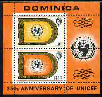 Dominica 1971 25th Anniversary of UNICEF perf m/sheet unmounted mint, SG MS 336, stamps on , stamps on  stamps on unicef, stamps on  stamps on children