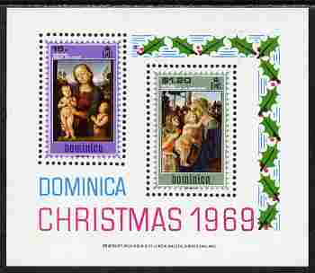 Dominica 1969 Christmas Paintings imperf m/sheet unmounted mint, SG MS 295, stamps on christmas, stamps on arts, stamps on botticelli, stamps on 