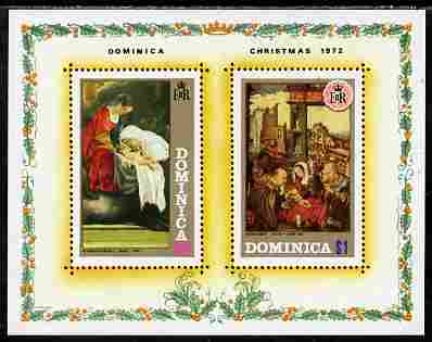 Dominica 1972 Christmas Paintings imperf m/sheet unmounted mint, SG MS 372, stamps on christmas, stamps on arts, stamps on 
