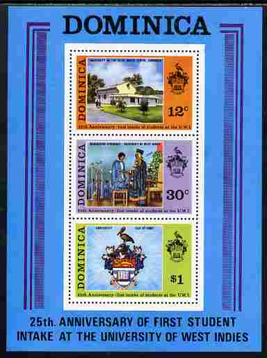 Dominica 1973 25th Anniversary of West Indies University perf m/sheet unmounted mint, SG MS 414, stamps on education