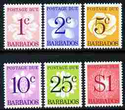 Barbados 1976 Postage Due Perf 14 set of 6 unmounted mint, SG D14-19, stamps on , stamps on  stamps on postage due