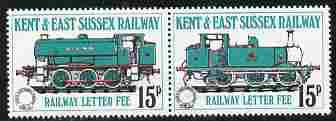 Cinderella - Great Britain Kent & East Sussex Railway Letter Stamps 15p se-tenant perf pair unmounted mint , stamps on cinderella, stamps on railways