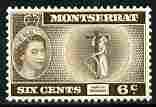 Montserrat 1953-62 QEII Badge of Presidency 6c bistre-brown unmounted mint SG 142, stamps on badges