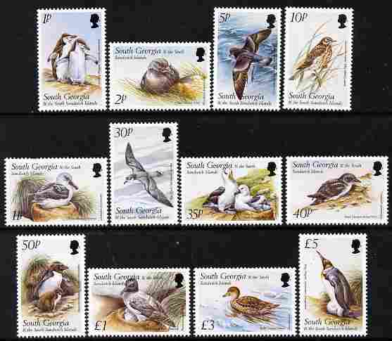 South Georgia & the South Sandwich Islands 1999 Birds definitive set of 12 values complete unmounted mint SG 294-305, stamps on birds