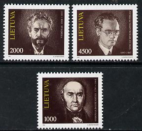 Lithuania 1993 Famous People set of 3, SG 528-30, stamps on personalities     philosophy