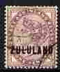 Zululand 1888-93 QV opt on Great Britain 1d deep violet cds used SG2, stamps on , stamps on  qv , stamps on 