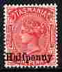 Tasmania 1889 QV Halfpenny on 1d scarlet mounted mint SG 167, stamps on , stamps on  qv , stamps on 