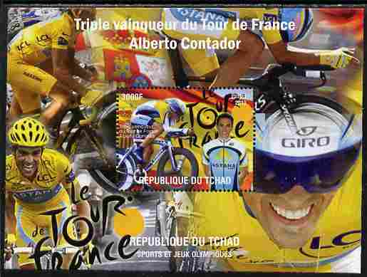 Chad 2010 Tour de France Cycle Race perf s/sheet unmounted mint. Note this item is privately produced and is offered purely on its thematic appeal, stamps on , stamps on  stamps on sport, stamps on  stamps on bicycles