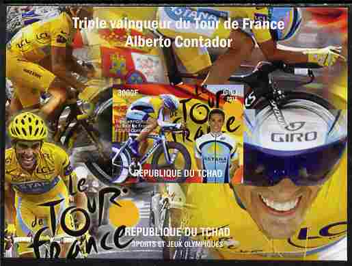 Chad 2010 Tour de France Cycle Race imperf s/sheet unmounted mint. Note this item is privately produced and is offered purely on its thematic appeal, stamps on , stamps on  stamps on sport, stamps on  stamps on bicycles