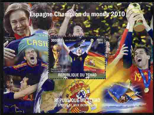 Chad 2010 Football World Cup - Spain world Champions perf s/sheet unmounted mint. Note this item is privately produced and is offered purely on its thematic appeal