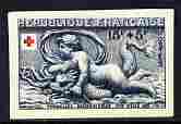 France 1952 Red Cross Fund 15f (Sculptures) imperf single unmounted mint, as SG 1159, stamps on red cross, stamps on sculpture