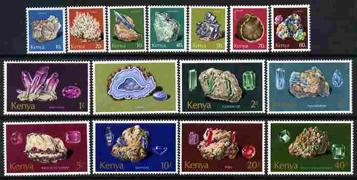 Kenya 1977 Minerals complete set of 15 values unmounted mint, SG 107-21, stamps on , stamps on  stamps on minerals