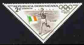 Dominican Republic 1957 Melbourne Olympic Games (3rd Issue) 2c Ron Delaney of Ireland triangular unmounted mint, SG 714, stamps on , stamps on  stamps on olympics, stamps on  stamps on triangular, stamps on  stamps on running