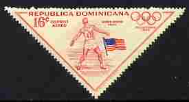 Dominican Republic 1957 Melbourne Olympic Games (3rd Issue) 16c Alfred Ceder of USA triangular unmounted mint, SG 720, stamps on , stamps on  stamps on olympics, stamps on  stamps on triangular, stamps on  stamps on discus