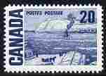 Canada 1967-73 def 20c deep blue (Quebec Ferry) unmounted mint SG 587, stamps on ships, stamps on arts