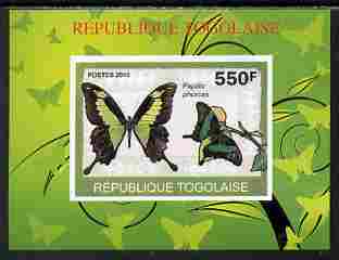 Togo 2010 Butterflies #1 individual imperf deluxe sheetlet unmounted mint. Note this item is privately produced and is offered purely on its thematic appeal , stamps on , stamps on  stamps on butterflies