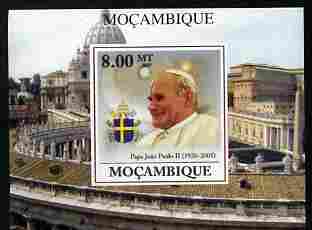 Mozambique 2009 Pope John Paul II #6 individual imperf deluxe sheetlet unmounted mint. Note this item is privately produced and is offered purely on its thematic appeal , stamps on personalities, stamps on pope, stamps on religion, stamps on popes