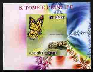 St Thomas & Prince Islands 2009 Butterflies & Catterpillars #4 individual imperf deluxe sheetlet unmounted mint. Note this item is privately produced and is offered purel..., stamps on butterflies