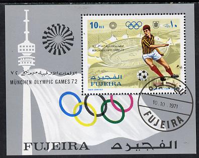 Fujeira 1971 Munich Olympics perf m/sheet (Football) cto used, Mi BL 71A, stamps on sport, stamps on football, stamps on olympics