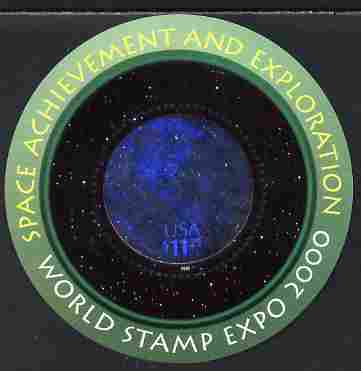 United States 2000 World Expo 2000 Stamp Exhibition imperf m/sheet (Circular hologram) unmounted mint SG MS 3832e, stamps on stamp exhibitions, stamps on circular, stamps on holograms