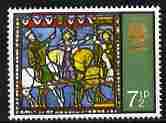 Great Britain 1971 Christmas 7.5p with embossing shifted 2 mm upwards unmounted mint , stamps on christmas, stamps on stained glass