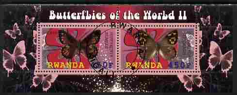 Rwanda 2010 Butterflies #2 perf sheetlet containing 2 values fine cto used, stamps on , stamps on  stamps on butterflies