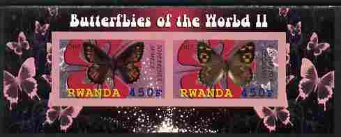 Rwanda 2010 Butterflies #2 imperf sheetlet containing 2 values unmounted mint, stamps on , stamps on  stamps on butterflies