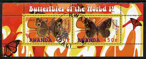 Rwanda 2010 Butterflies #4 perf sheetlet containing 2 values fine cto used, stamps on , stamps on  stamps on butterflies