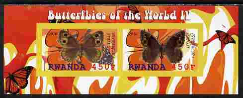 Rwanda 2010 Butterflies #4 imperf sheetlet containing 2 values unmounted mint, stamps on butterflies