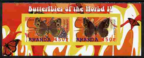 Rwanda 2010 Butterflies #4 imperf sheetlet containing 2 values unmounted mint, stamps on , stamps on  stamps on butterflies