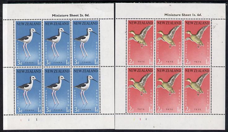 New Zealand 1959 Health - Teal & Stilt set of 2 m/sheets unmounted mint SG MS 777c, stamps on , stamps on  stamps on birds, stamps on  stamps on teal, stamps on  stamps on stilt