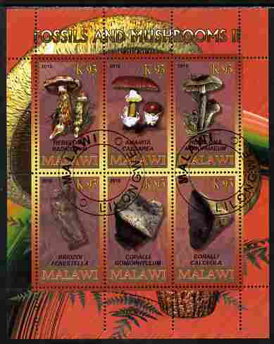 Rwanda 2010 Fossils & Mushrooms #2 perf sheetlet containing 6 values fine cto used, stamps on , stamps on  stamps on fungi, stamps on  stamps on fossils, stamps on  stamps on minerals