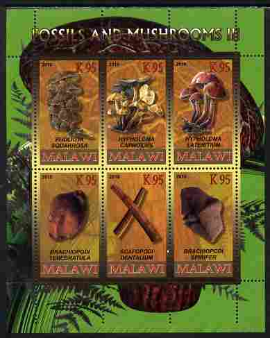 Rwanda 2010 Fossils & Mushrooms #3 perf sheetlet containing 6 values unmounted mint, stamps on , stamps on  stamps on fungi, stamps on  stamps on fossils, stamps on  stamps on minerals