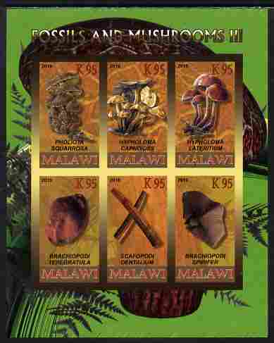 Rwanda 2010 Fossils & Mushrooms #3 imperf sheetlet containing 6 values unmounted mint, stamps on , stamps on  stamps on fungi, stamps on  stamps on fossils, stamps on  stamps on minerals