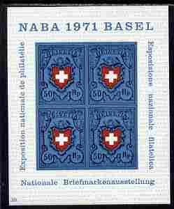 Switzerland 1971 Stamp Exhibition imperf m/sheet unmounted mint SG MS 810, stamps on , stamps on  stamps on stamp exhibitions, stamps on  stamps on stamp on stamp, stamps on  stamps on stamponstamp, stamps on  stamps on 