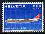 Switzerland 1972 50th Anniversary Air Mail Service 2f+1f unmounted mint SG 828, stamps on aviation