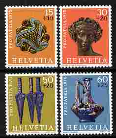 Switzerland 1975 Pro Patria - Archaeological Discoveries perf set of 4 unmounted mint SG 901-4, stamps on archaeology, stamps on fossils