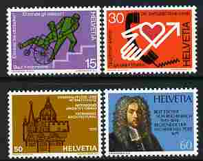 Switzerland 1975 Publicity Issue perf set of 4 unmounted mint SG 905-8, stamps on disabled, stamps on telephones, stamps on communications, stamps on architecture, stamps on postal