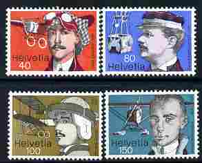 Switzerland 1977 Aviation Pioneers perf set of 4 unmounted mint SG 923-26, stamps on aviation