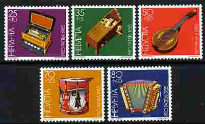 Switzerland 1985 Pro Patria - Musical Instruments perf set of 5 unmounted mint SG 1082-86, stamps on music