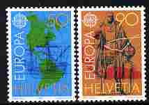 Switzerland 1992 Europa - 500th Anniversary of Discovery of America by Columbus perf set of 2 unmounted mint SG 1241-42, stamps on europa, stamps on columbus, stamps on explorers, stamps on ships