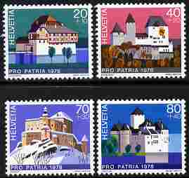 Switzerland 1978 Pro Patria - Swiss Castles perf set of 4 unmounted mint SG 955-58, stamps on castles
