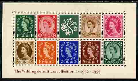 Great Britain 2002 Wilding Definitives perf m/sheet containing 1p, 2p, 5p, 33p, 37p, 47p, 50p, 1st class & 2nd class plus label unmounted mint SG MS 2326, stamps on arts