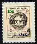 Tonga - Niuafoou 1983 Map 13s self-adhesive optd SPECIMEN, as SG 9, stamps on maps, stamps on self adhesive