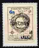 Tonga - Niuafoou 1983 Map 6s self-adhesive optd SPECIMEN, as SG 6, stamps on maps, stamps on self adhesive