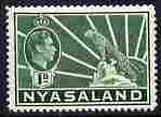 Nyasaland 1938-44 KG6 Leopard 1d green unmounted mint, SG 131a, stamps on animals, stamps on cats, stamps on leopards, stamps on  kg6 , stamps on 